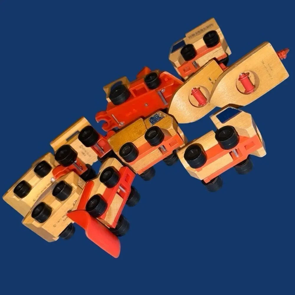 1972 Mattel Wooden Putt Putt Train Engine Cars Boats Construction Vehicles